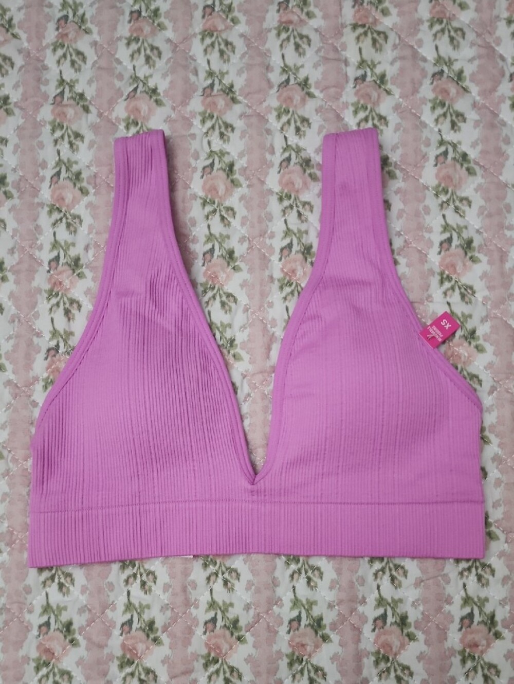 NWT PINK Victoria's Secret Ribbed Bralette in Lavender Pink XS XP